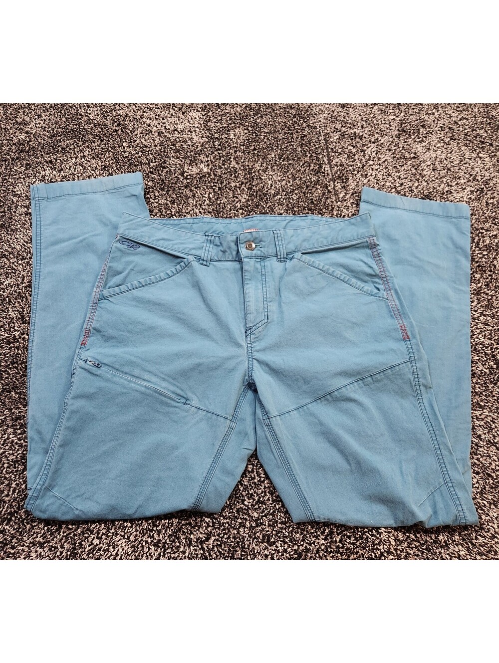 Outdoor Research Wadi Rum Climbing Pants Men 34x32 Teal Blue Plaid Pocket Lining - Picture 2 of 15